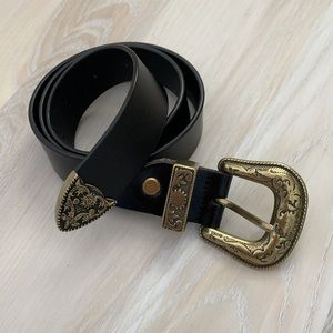 Vintage Western Design Black Waist Belt